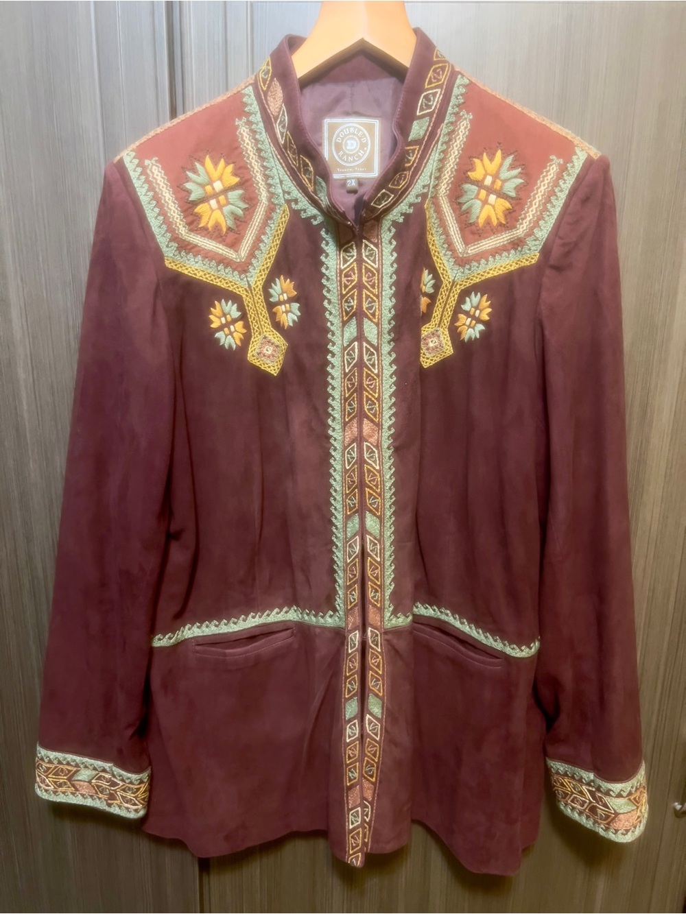Double D Ranch Burgundy Suede Embroidered Jacket